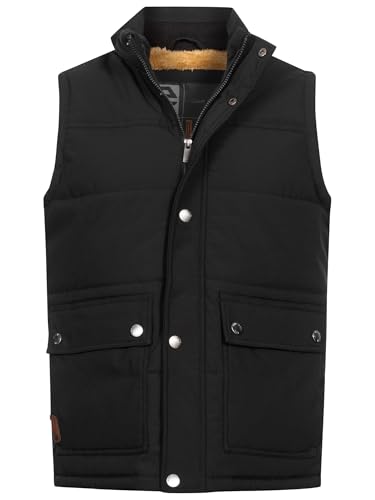 Indicode Herren INBellmil gefütterte Steppweste mit Reißverschluss und Stehkragen | Markenweste für Männer Black, L von Indicode