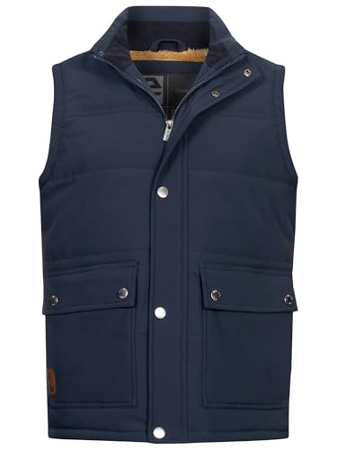 Indicode Herren INBellmil gefütterte Steppweste mit Reißverschluss und Stehkragen | Markenweste für Männer Navy, L von Indicode