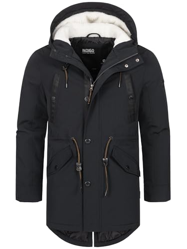 Indicode Herren INBenicio Parka mit gefütterter Kapuze & Teddyfell-Futter | Winterjacke Winterparka Männer Black, L von Indicode