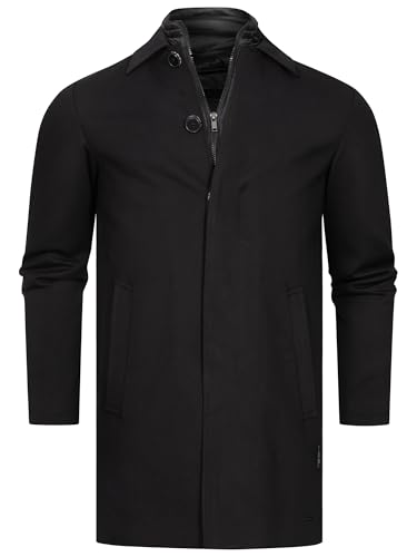 Indicode Herren INBenyome Kurzmantel mit verdecktem Reißverschluss | Wollmantel für Männer Black, L von Indicode