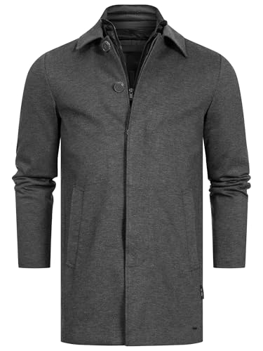 Indicode Herren INBenyome Kurzmantel mit verdecktem Reißverschluss | Wollmantel für Männer Charcoal Mix, S von Indicode