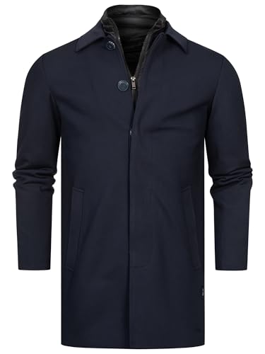 Indicode Herren INBenyome Kurzmantel mit verdecktem Reißverschluss | Wollmantel für Männer Dark Navy, L von Indicode