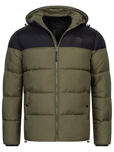 Indicode Herren INBiviano Winterjacke mit Kapuze | Steppjacke Herrenjacke Männer Army, S von Indicode