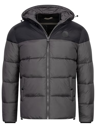 Indicode Herren INBiviano Winterjacke mit Kapuze | Steppjacke Herrenjacke Männer Dk Grey, XL von Indicode