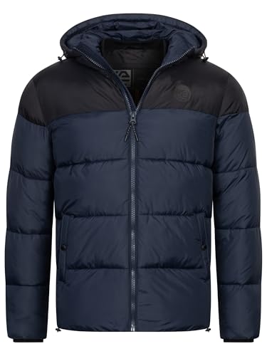 Indicode Herren INBiviano Winterjacke mit Kapuze | Steppjacke Herrenjacke Männer Navy, S von Indicode