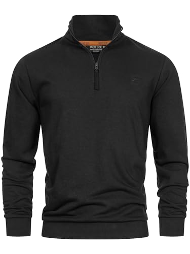 Indicode Herren INBrandt Sweatshirt mit Stehkragen | Herrenpullover Pulli Sweater Pullover Männer Black L von Indicode