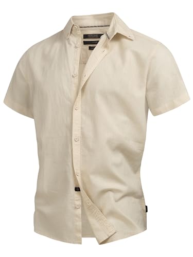 Indicode Herren INBravida Leinenhemd Kurzarm-Hemd mit Button-Down-Kragen | Herrenhemd Sommerhemd für Männer Fog XXL Indicode Herren INBravida Leinenhemd Kurzarm-Hemd mit Button-Down-Kragen | Herrenhemd Sommerhemd für Männer Fog XXL von Indicode