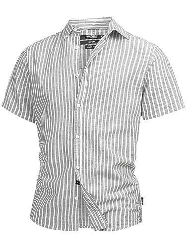 Indicode Herren INBravida Leinenhemd Kurzarm-Hemd mit Button-Down-Kragen | Herrenhemd Sommerhemd für Männer Beetle XXL Indicode Herren INBravida Leinenhemd Kurzarm-Hemd mit Button-Down-Kragen | Herrenhemd Sommerhemd für Männer Beetle XXL von Indicode