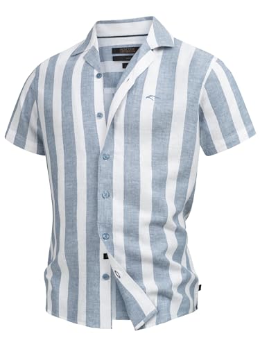 Indicode Herren INBravida Leinenhemd Kurzarm-Hemd mit Button-Down-Kragen | Herrenhemd Sommerhemd für Männer Copen Blue M Indicode Herren INBravida Leinenhemd Kurzarm-Hemd mit Button-Down-Kragen | Herrenhemd Sommerhemd für Männer Copen Blue M von Indicode