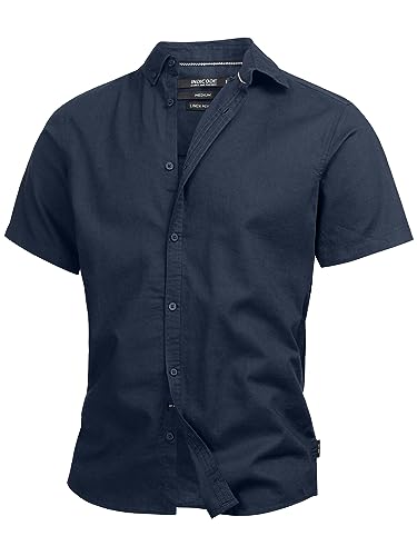 Indicode Herren INBravida Leinenhemd Kurzarm-Hemd mit Button-Down-Kragen | Herrenhemd Sommerhemd für Männer Navy - solid XL Indicode Herren INBravida Leinenhemd Kurzarm-Hemd mit Button-Down-Kragen | Herrenhemd Sommerhemd für Männer Navy - solid XL von Indicode