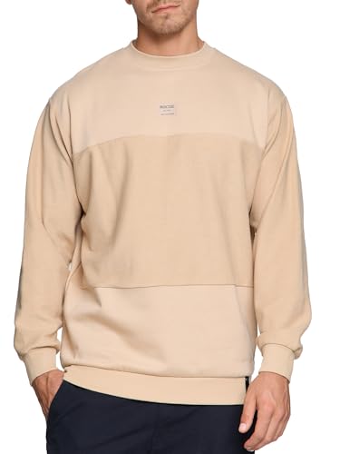 Indicode Herren INBridge Sweatshirt mit RIPP-Bündchen aus Baumwoll-Mix | Sweater Pullover für Männer Irish Cream, S von Indicode