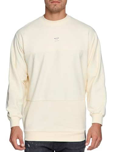 Indicode Herren INBridge Sweatshirt mit RIPP-Bündchen aus Baumwoll-Mix | Sweater Pullover für Männer White Asparagus, L von Indicode