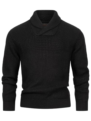 Indicode Herren INBrockly Strickpullover mit Schalkragen | Herrenpullover Strick-Pulli für Männer Black, L von Indicode