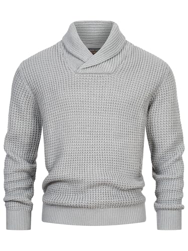Indicode Herren INBrockly Strickpullover mit Schalkragen | Herrenpullover Strick-Pulli für Männer Lt Grey, L von Indicode