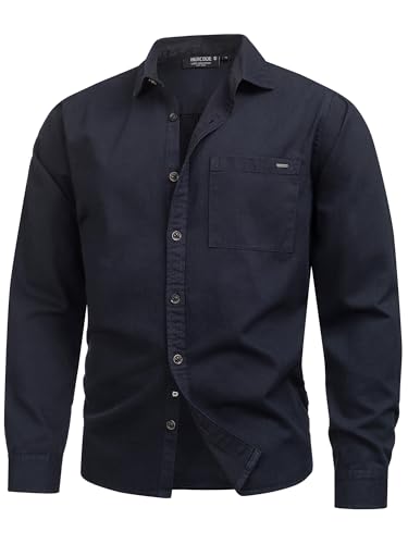 Indicode Herren INBroidy Langarmhemd aus 100% Baumwolle | Herrenhemd Freizeithemd Dark Navy M von Indicode