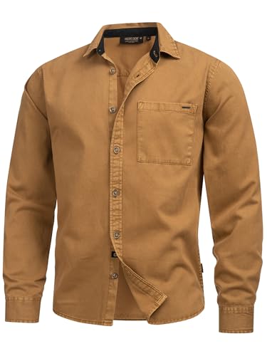 Indicode Herren INBroidy Langarmhemd aus 100% Baumwolle | Herrenhemd Freizeithemd Rubber XXL von Indicode