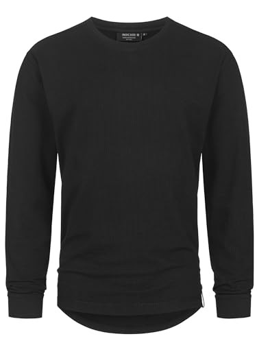 Indicode Herren INCallo Langarmshirt aus Baumwolle | Herrenshirt Langarm Longsleeve Shirt Männer Black, S von Indicode