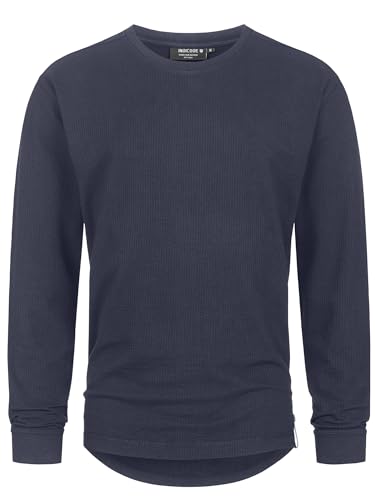 Indicode Herren INCallo Langarmshirt aus Baumwolle | Herrenshirt Langarm Longsleeve Shirt Männer Dk Grey, M von Indicode
