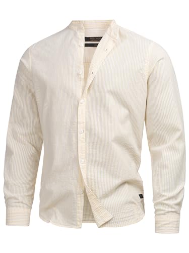 Indicode Herren INCari Sommer-Hemd gestreift aus Baumwolle | Herrenhemd für Männer Golden Haze XL Indicode Herren INCari Sommer-Hemd gestreift aus Baumwolle | Herrenhemd für Männer Golden Haze XL von Indicode