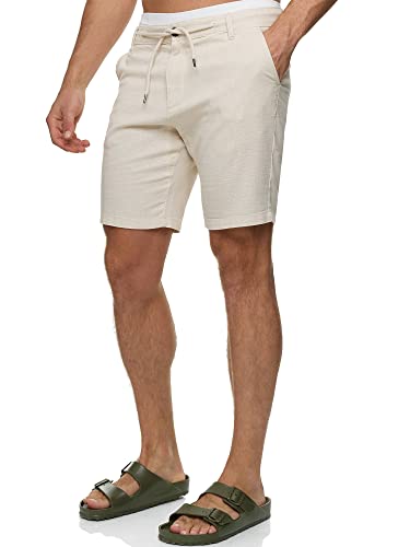 Indicode Herren INCaro Chino Shorts mit 4 Taschen aus Baumwolle | Bermuda Sommershorts für Männer Ecru Mix, L von Indicode