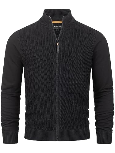 Indicode Herren INCason Strickjacke mit Stehkragen | Feinstrick Jacke Cardigan mit Reißverschluss Black L von Indicode