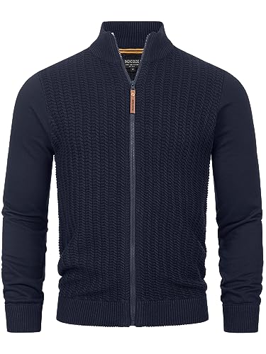 Indicode Herren INCason Strickjacke mit Stehkragen | Feinstrick Jacke Cardigan mit Reißverschluss Navy M von Indicode