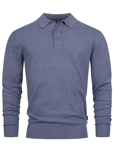 Indicode Herren INChips Pullover aus 80% Baumwolle mit Polokragen | Herren-Pullover für Männer China Blue, XXL von Indicode
