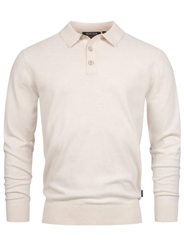 Indicode Herren INChips Pullover aus 80% Baumwolle mit Polokragen | Herren-Pullover für Männer Ecru Mix, XXL von Indicode