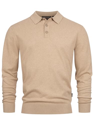 Indicode Herren INChips Pullover aus 80% Baumwolle mit Polokragen | Herren-Pullover für Männer Fog, L von Indicode