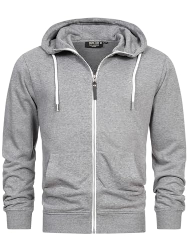 Indicode Herren INChristos Sweatjacke mit Kapuze und Reißverschluss | Hooded Jacket Kapuzenjacke für Männer Grey Mix, S von Indicode