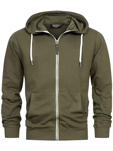 Indicode Herren INChristos Sweatjacke mit Kapuze und Reißverschluss | Hooded Jacket Kapuzenjacke für Männer Army, 3XL von Indicode