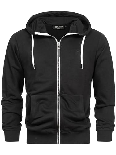 Indicode Herren INChristos Sweatjacke mit Kapuze und Reißverschluss | Hooded Jacket Kapuzenjacke für Männer Black, XXL von Indicode