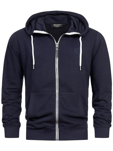 Indicode Herren INChristos Sweatjacke mit Kapuze und Reißverschluss | Hooded Jacket Kapuzenjacke für Männer Navy, M von Indicode