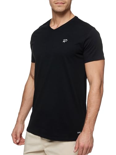 Indicode Herren INClever T-Shirt mit V-Ausschnitt aus 100% Baumwolle | Herrenshirt Sommershirt Männer Black, XXL von Indicode