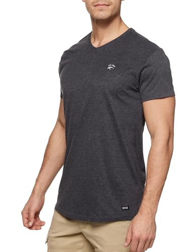 Indicode Herren INClever T-Shirt mit V-Ausschnitt aus 100% Baumwolle | Herrenshirt Sommershirt Männer Charcoal Mix, S von Indicode
