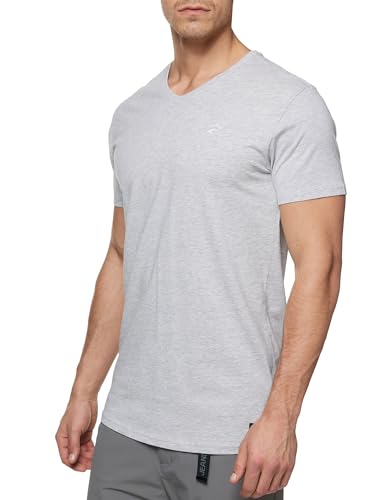 Indicode Herren INClever T-Shirt mit V-Ausschnitt aus 100% Baumwolle | Herrenshirt Sommershirt Männer Lt Grey Mix, L von Indicode
