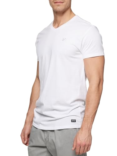 Indicode Herren INClever T-Shirt mit V-Ausschnitt aus 100% Baumwolle | Herrenshirt Sommershirt Männer Offwhite L von Indicode