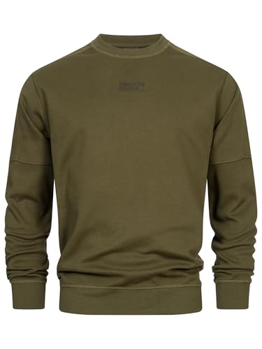 Indicode Herren INCliver Sweatshirt mit RIPP-Bündchen | Herren-Pullover Sweater für Männer Army, L von Indicode