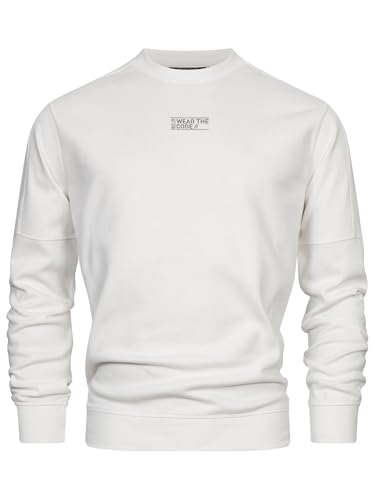 Indicode Herren INCliver Sweatshirt mit RIPP-Bündchen | Herren-Pullover Sweater für Männer Offwhite XXL von Indicode