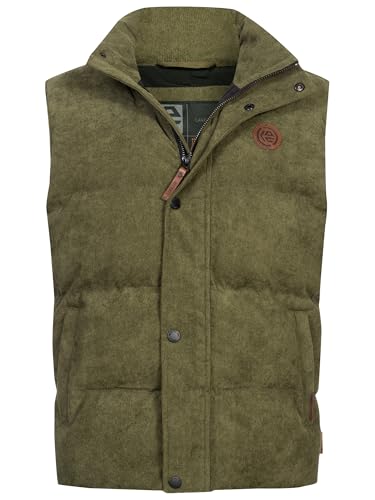 Indicode Herren INCobbyn Steppweste mit Reißverschluss und Knopfleiste | Herrenweste Markenweste Männer Army, XL von Indicode