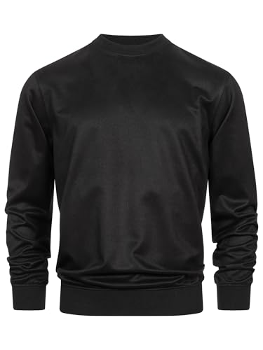 Indicode Herren INColeman Sweatshirt mit RIPP-Bündchen und Rundhalsausschnitt | Sweater Pullover für Männer Black, S von Indicode