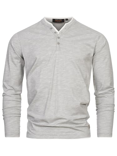 Indicode Herren INColeson Langarmshirt aus 100% Baumwolle | Langarm Longsleeve Shirt Männer Lt Grey, L von Indicode