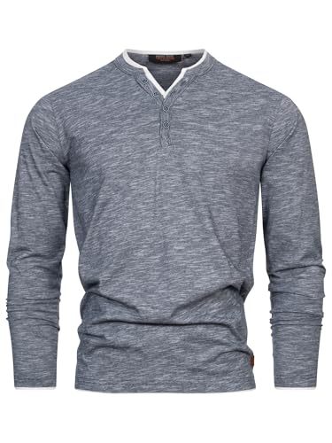 Indicode Herren INColeson Langarmshirt aus 100% Baumwolle | Langarm Longsleeve Shirt Männer Navy, XXL von Indicode