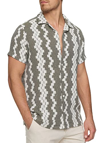 Indicode Herren INCosby Kurzarmhemd mit Button-Down-Kragen | Herrenhemd gestreift Kurzarm Hemd Army Mix XL von Indicode