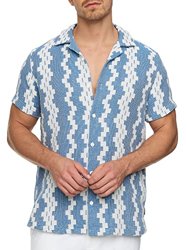 Indicode Herren INCosby Kurzarmhemd mit Button-Down-Kragen | Herrenhemd gestreift Kurzarm Hemd Blue XXL Indicode Herren INCosby Kurzarmhemd mit Button-Down-Kragen | Herrenhemd gestreift Kurzarm Hemd Blue XXL von Indicode