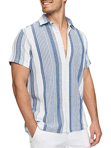 Indicode Herren INCosby Kurzarmhemd mit Button-Down-Kragen | Herrenhemd gestreift Kurzarm Hemd Surf, L Indicode Herren INCosby Kurzarmhemd mit Button-Down-Kragen | Herrenhemd gestreift Kurzarm Hemd Surf, L von Indicode