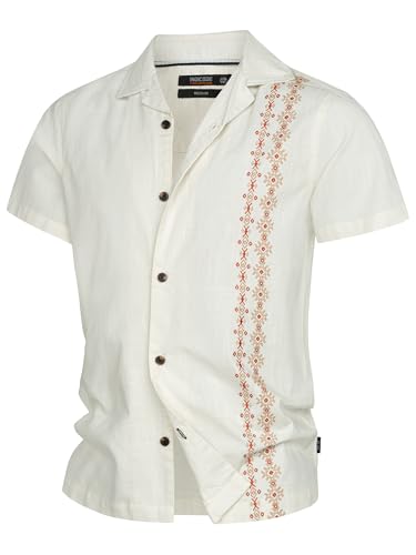 Indicode Herren INCotta Kurzarmhemd mit Musterung | Herrenhemd mit Print Kurzarm Hemd Offwhite, M von Indicode