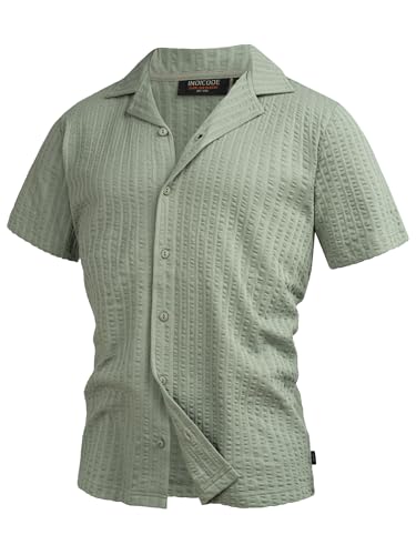 Indicode Herren INCrepe Kurzarmhemd aus 100% Baumwolle | Herrenhemd Kurzarm für Männer Slate Gray, M von Indicode