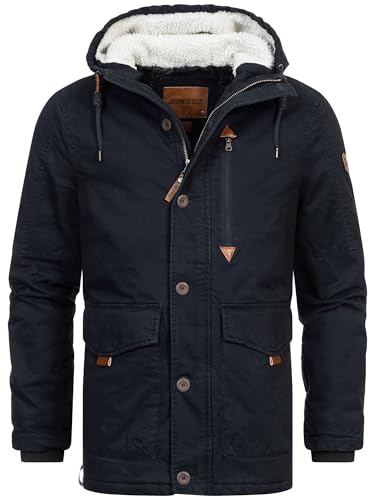 Indicode Herren INCrossing Winterjacke mit Kapuze gefüttert | Herrenjacke Wintermantel Parka Männer Black, L von Indicode