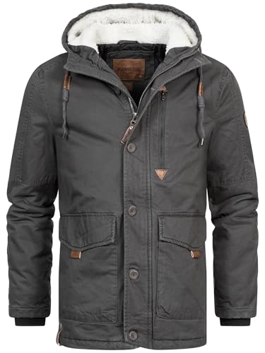 Indicode Herren INCrossing Winterjacke mit Kapuze gefüttert | Herrenjacke Wintermantel Parka Männer Dk Grey L von Indicode